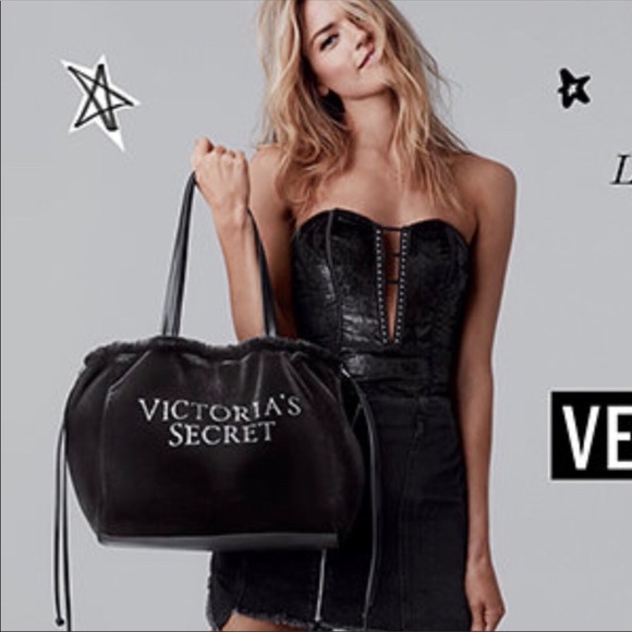 Victoria's Secret Handbags - Victoria’s Secret Luxe Velvet Tote Black